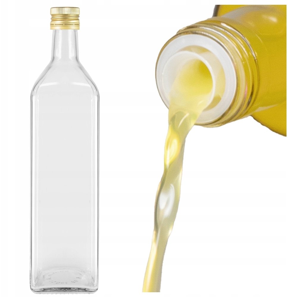 Butelka MARASCA BEZBARWNA 1000 ml Z DOZOWNIKIEM na oliwę ocet syrop sok 1l