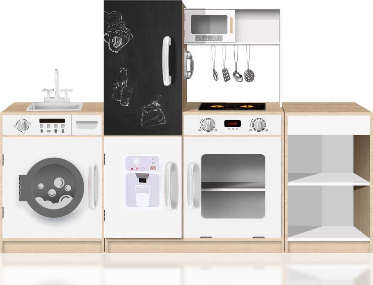 Ecotoys Drewniana kuchnia dla dzieci xxl tablica + led