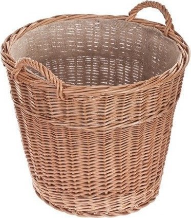 WickerPL Wiklinowy Okrągły Kosz z Obszyciem Jutowym 50 H36 cm