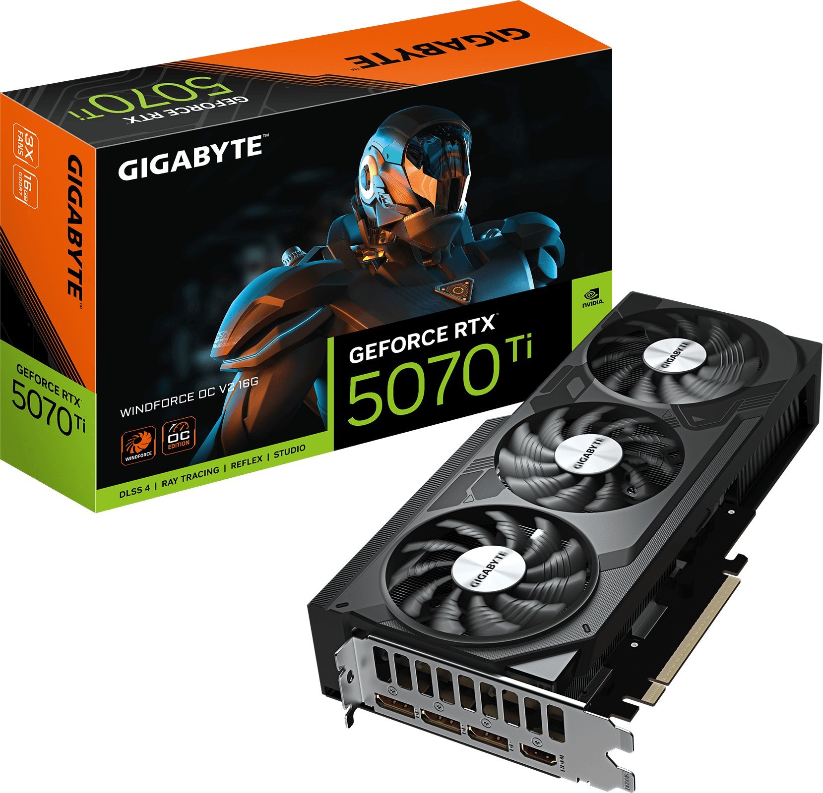 Karta graficzna Gigabyte GeForce RTX 5070 Ti Windforce OC V2 16GB GDDR7 DLSS4 (GV-N507TWF3OCV2-16GD)