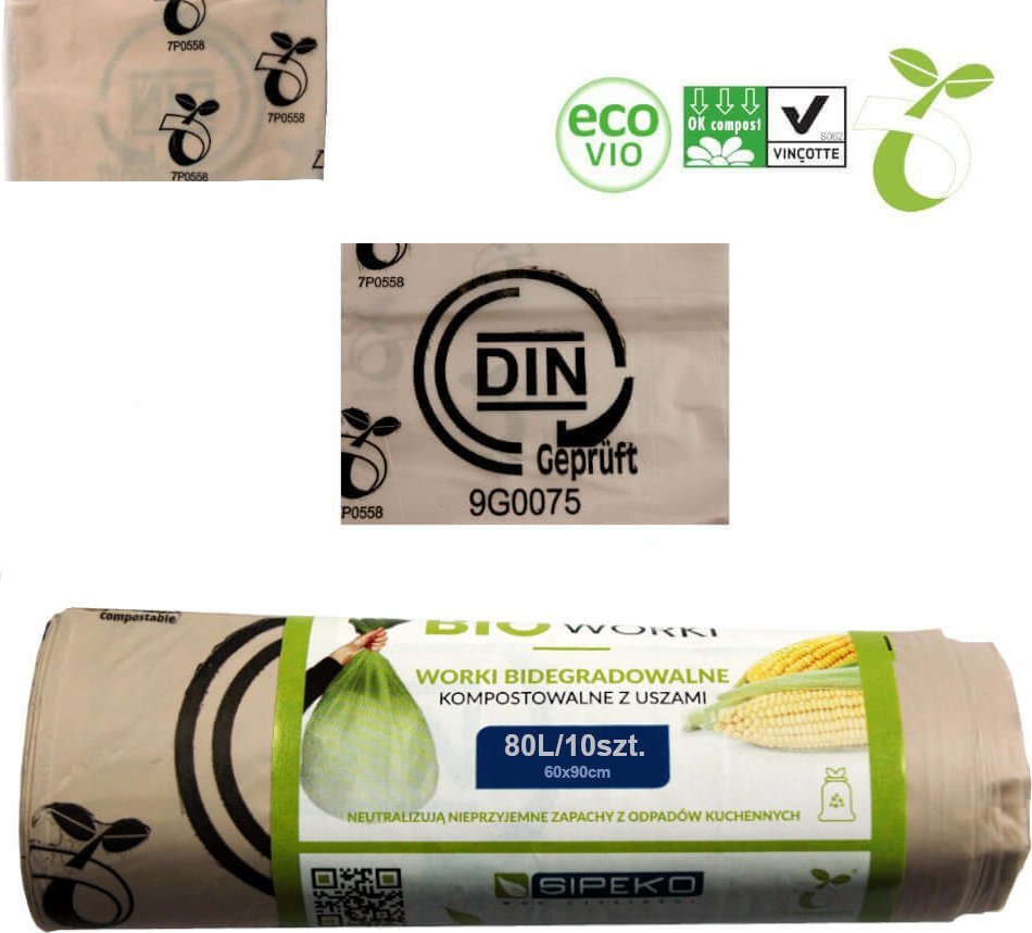 Sipeko Worki biodegradowalne kompostowalne ATEST 120L 10szt