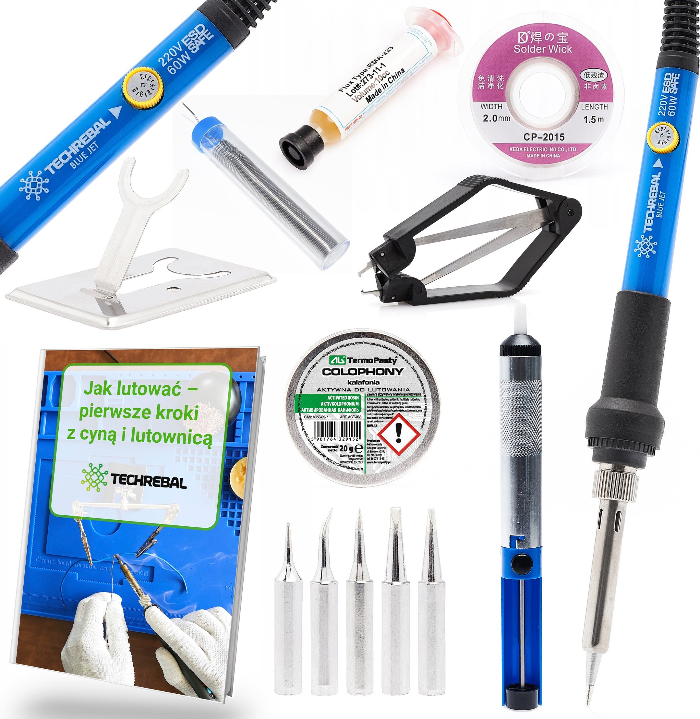 Lutownica Precyzyjna Grotowa 60W Zestaw Techrebal Groty Topnik Cyna