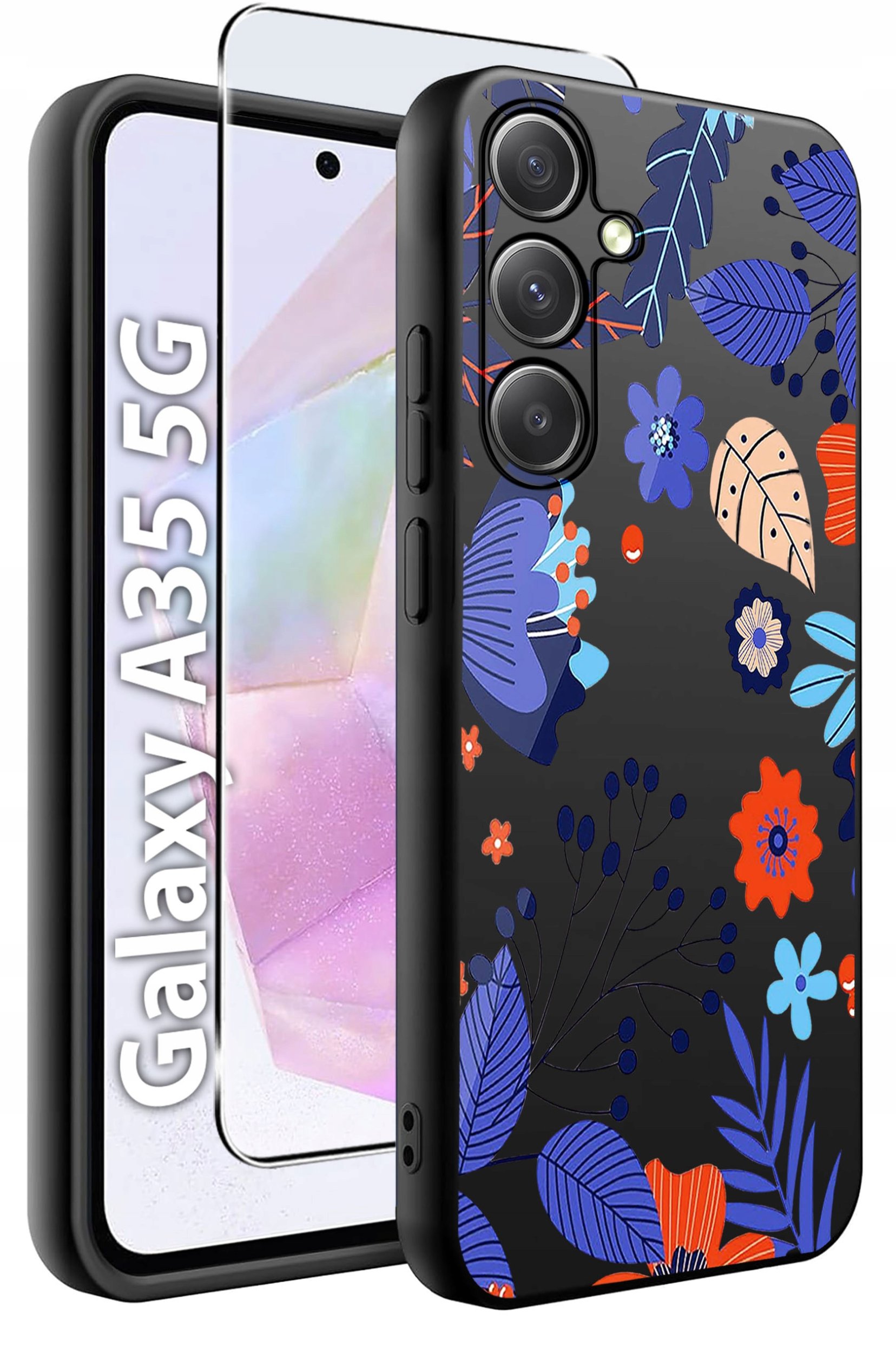 ETUI do Samsung A35 5G WZORY | SILIKONOWE MATT CASE + SZKŁO HARTOWANE 9H