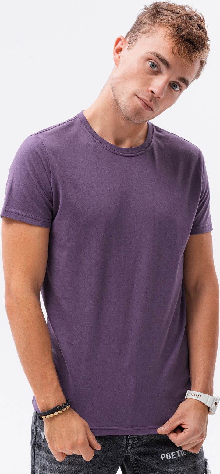 Ombre T-shirt męski bawełniany basic S1370 - fioletowy XL