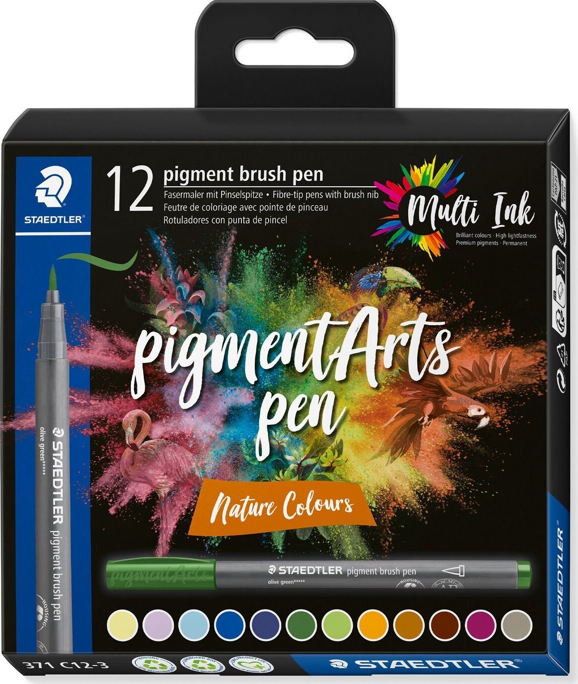 Staedtler STAEDTLER MultiInk Pigment Arts brush pen 12er-Set Nature retail