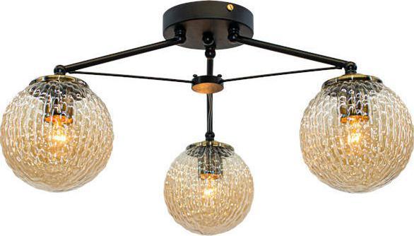 Lampa sufitowa Mdeco Loftowa LAMPA sufitowa ELM2100/3 BLACK MDECO metalowa OPRAWA modernistyczna czarna bursztynowa