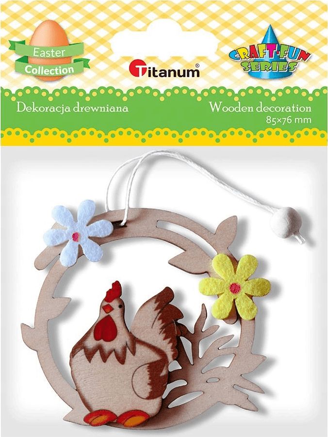 Titanum Drewniana zawieszka kura 85x76mm