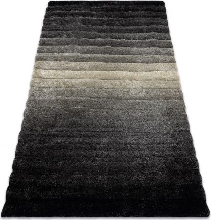Dywany Łuszczów Dywan shaggy FLIM 007-B6 nowoczesny, Pasy - Strukturalny, szary, 80x150 cm