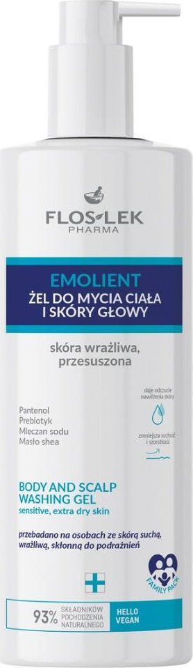 Floslek Emolient żel do mycia ciała i skóry głowy 400ml