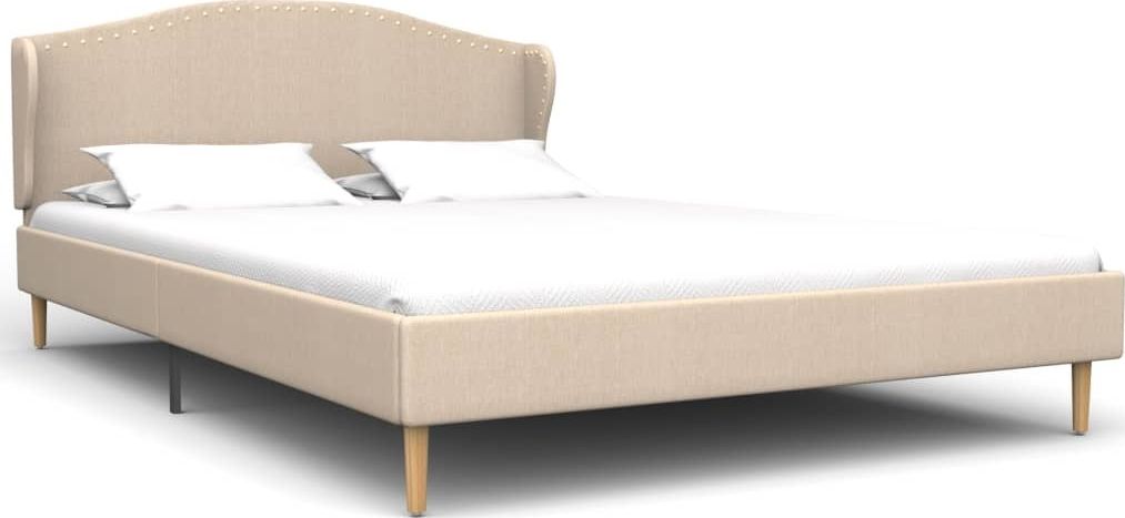 vidaXL Rama łóżka, tkanina, beżowa, 120 x 200 cm