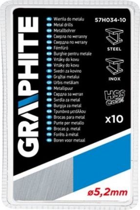 Wiertło Graphite do metalu kobaltowe walcowe 5,2mm 10szt. (57H034-10)