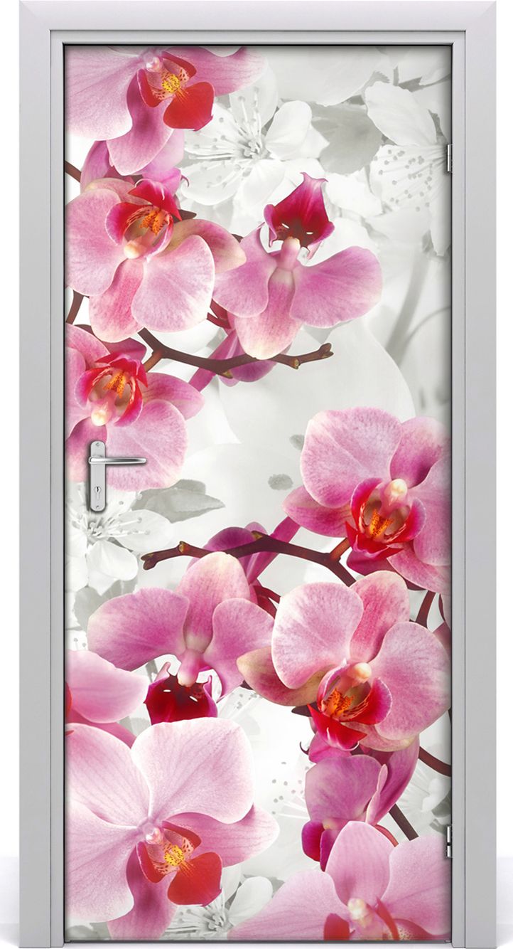 Tulup Fototapeta samoprzylepna na drzwi 95 x 205 cm różowy storczyk
