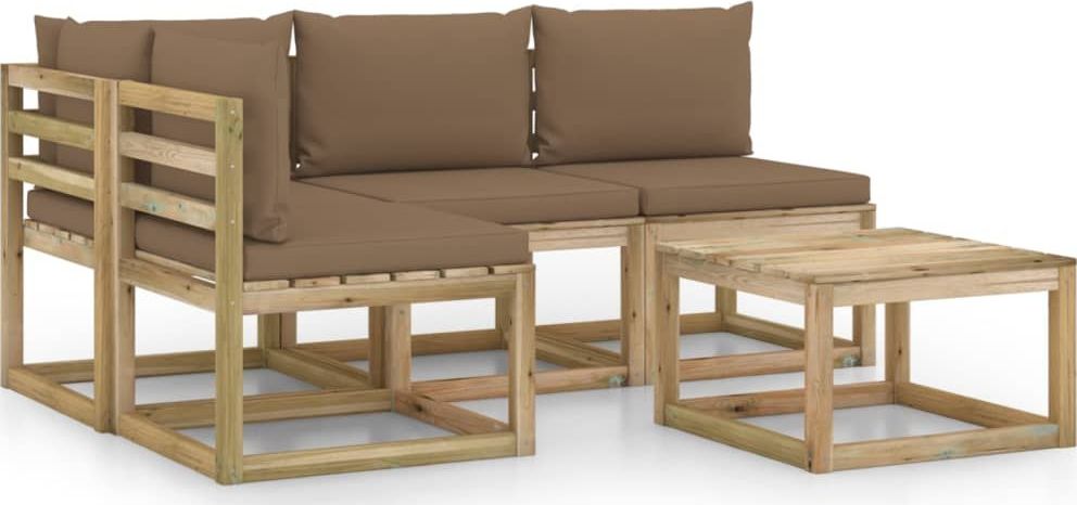 vidaXL 5-cz. zestaw wypoczynkowy do ogrodu, z poduszkami taupe