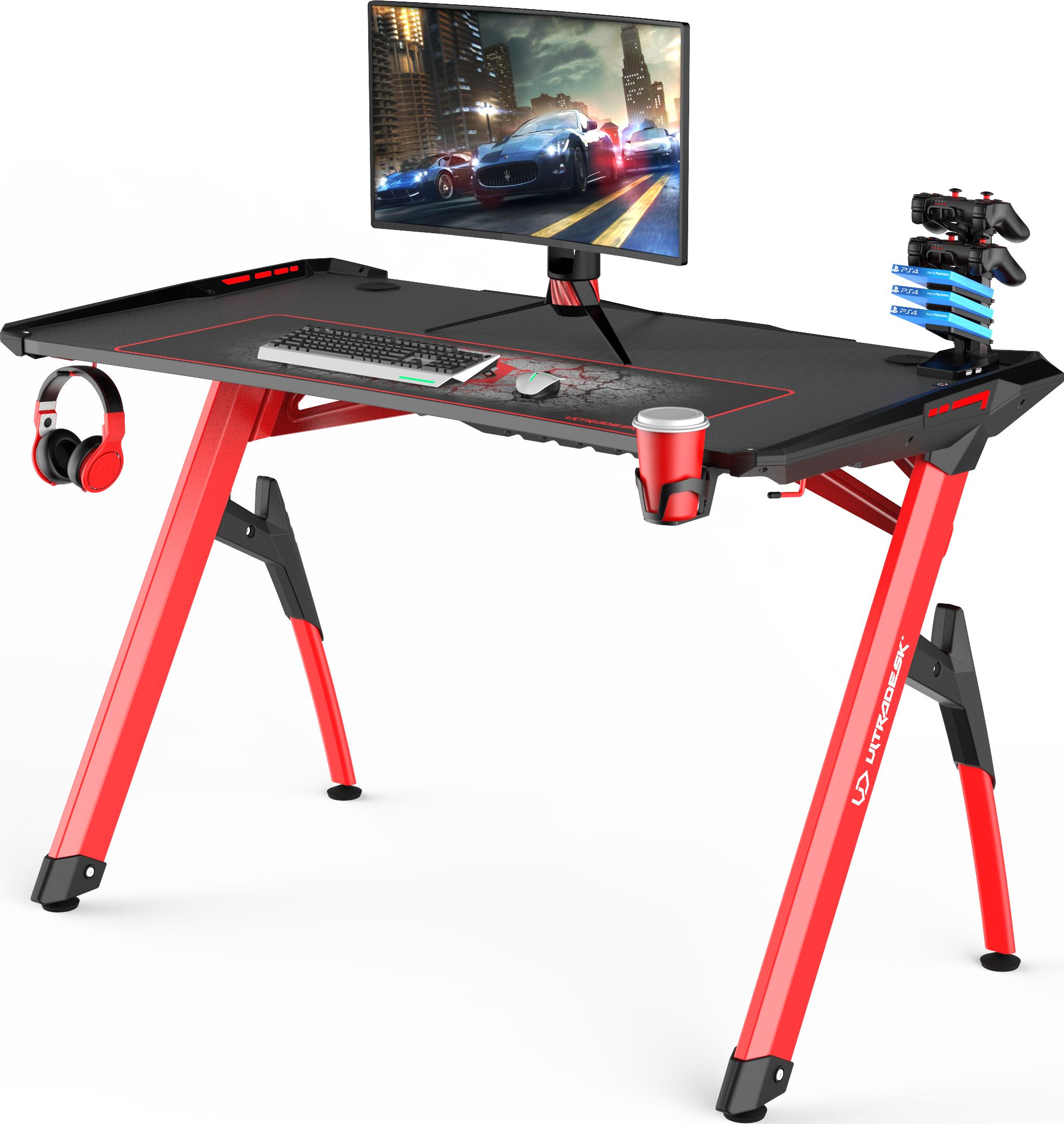 Biurko Ultradesk Invader Czerwone 120 cmx64 cm