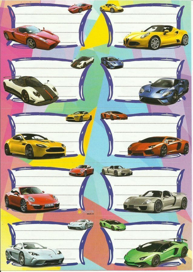 POLSYR Naklejki na zeszyty POLSYR Duże - auta 25ark.