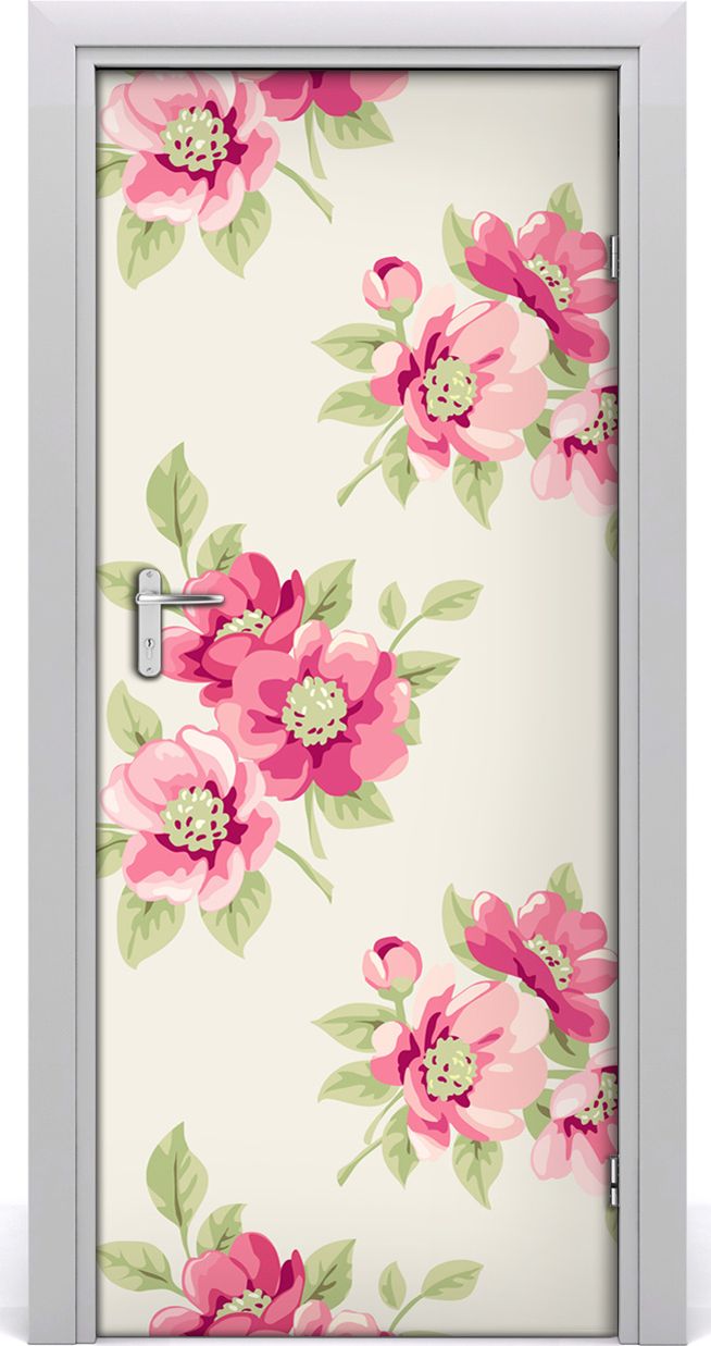 Tulup Fototapeta samoprzylepna na drzwi 85 x 205 cm różowe kwiaty