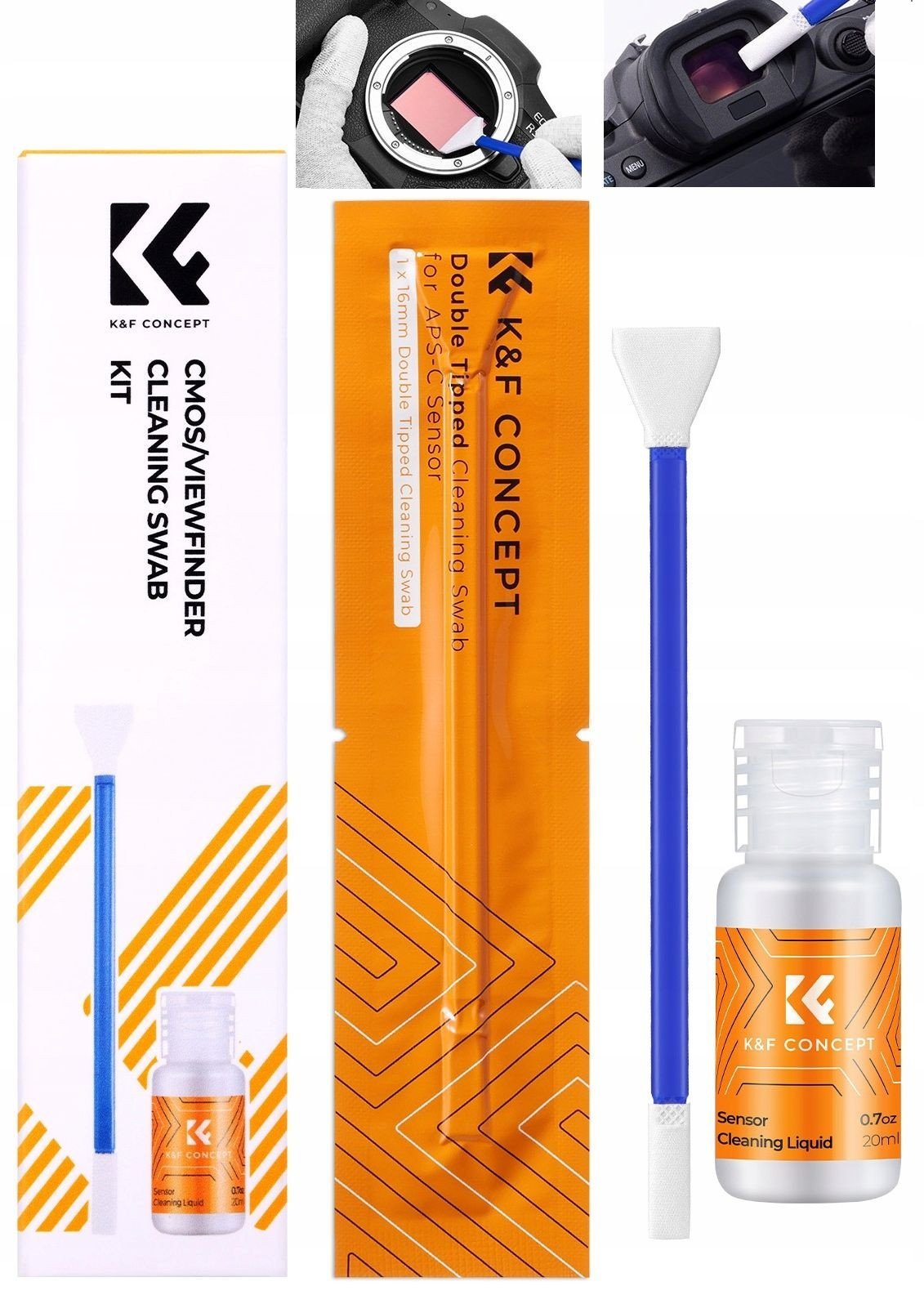 Zestaw Do Czyszczenia Matrycy 16mm Aps-c Wizjera K&f PŁyn 5x Szpatułka / Kf08.080