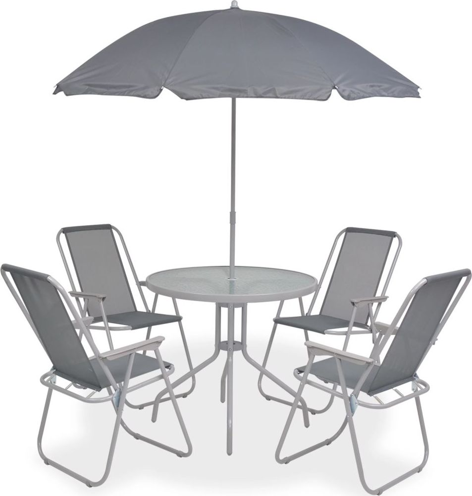 vidaXL 6 częściowy zestaw mebli ogrodowych, stal i textilene, szary (43785)
