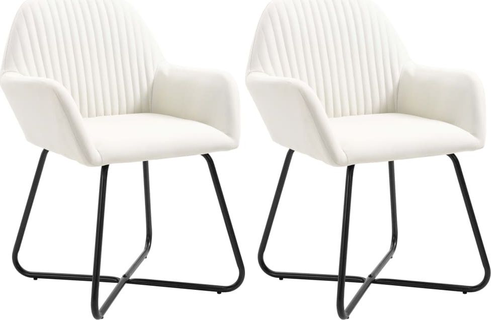 vidaXL Krzesła do jadalni, 2 szt., kremowe, tapicerowane tkaniną