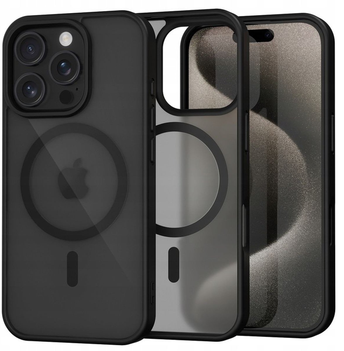 Magnetyczne etui Supero Magmat MagSafe do iPhone 16 Pro, przezroczysto-czarne