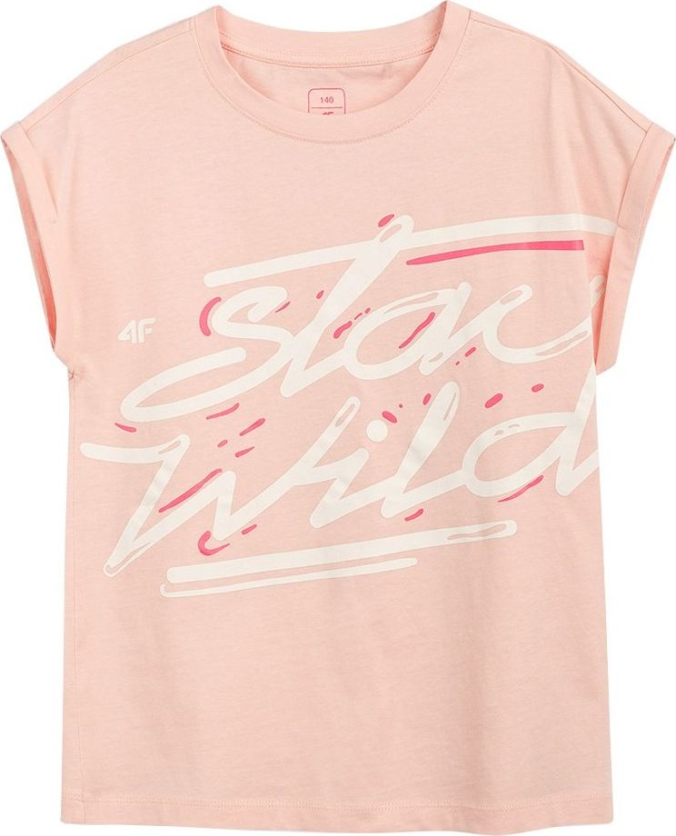 4f Koszulka dla dziewczynki 4F łososiowa HJL21 JTSD009A 64S 146cm