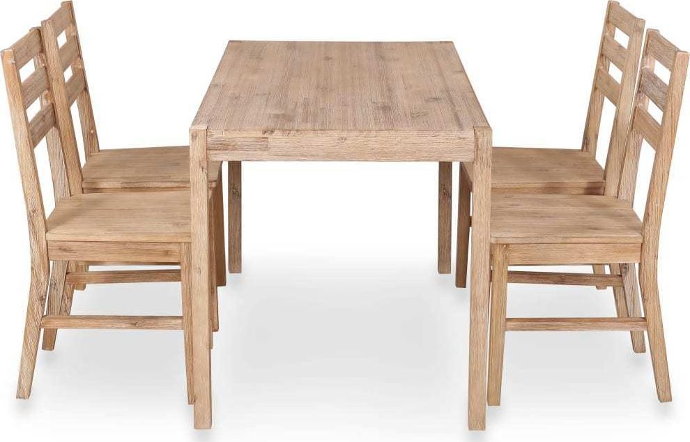 vidaXL 5-częściowy zestaw jadalniany, lite drewno akacjowe
