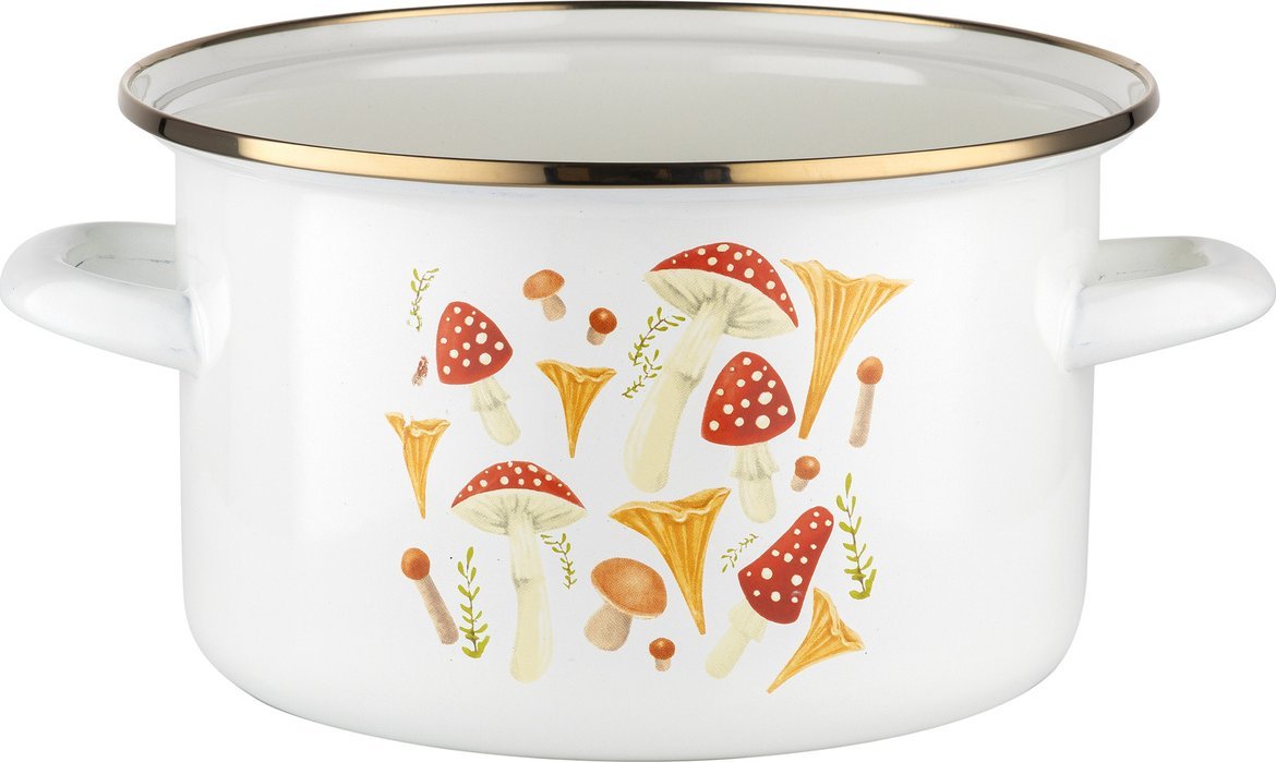 Emalia Pleszew Garnek emaliowany Emalia Polska Pleszew Grzybki 20 cm 3,75 l