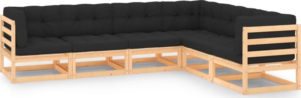 vidaXL 6-cz. zestaw wypoczynkowy do ogrodu, z poduszkami, lita sosna