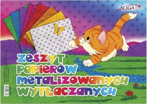 Aliga PAPIER KOLOROWY B5 METALIZOWANY WYTŁACZANY B5 8 WZORÓW I KOLORÓW ALIGA ZPMW-6385