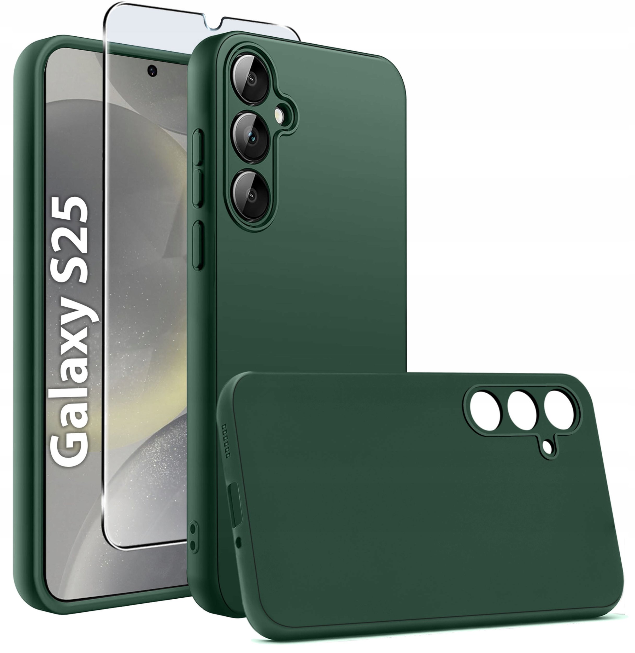 Etui do Samsung S25 CASE Gumowe Zielone Matowe Silikon Slim + SZKŁO 9H