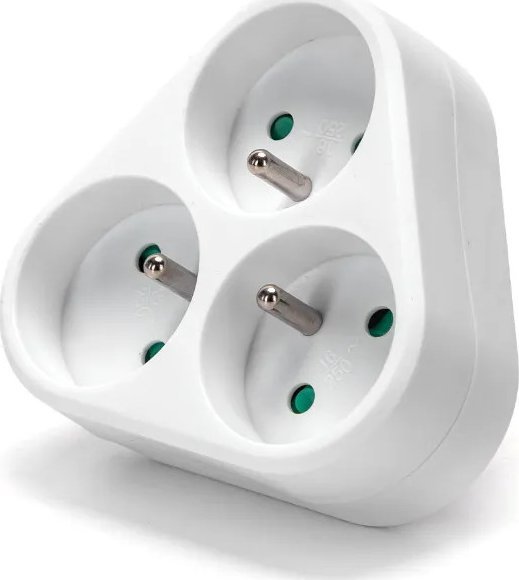 Aigostar Francuski adapter trójdrożny bez przełącznika 16A Biały Francuski adapter trójdrożny bez przełącznika 16A Biały