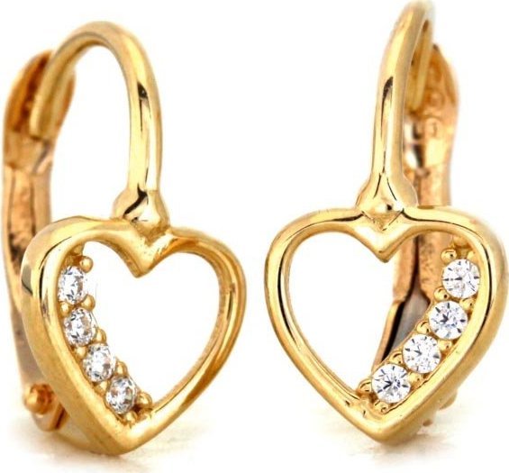 Lovrin Złote kolczyki 585 SERDUSZKA Z CYRKONIAMI 1,16g