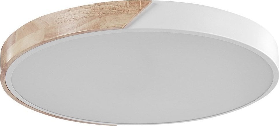 Lampa sufitowa Beliani Lampa sufitowa LED metalowa biała z jasnym drewnem PATTANI!
