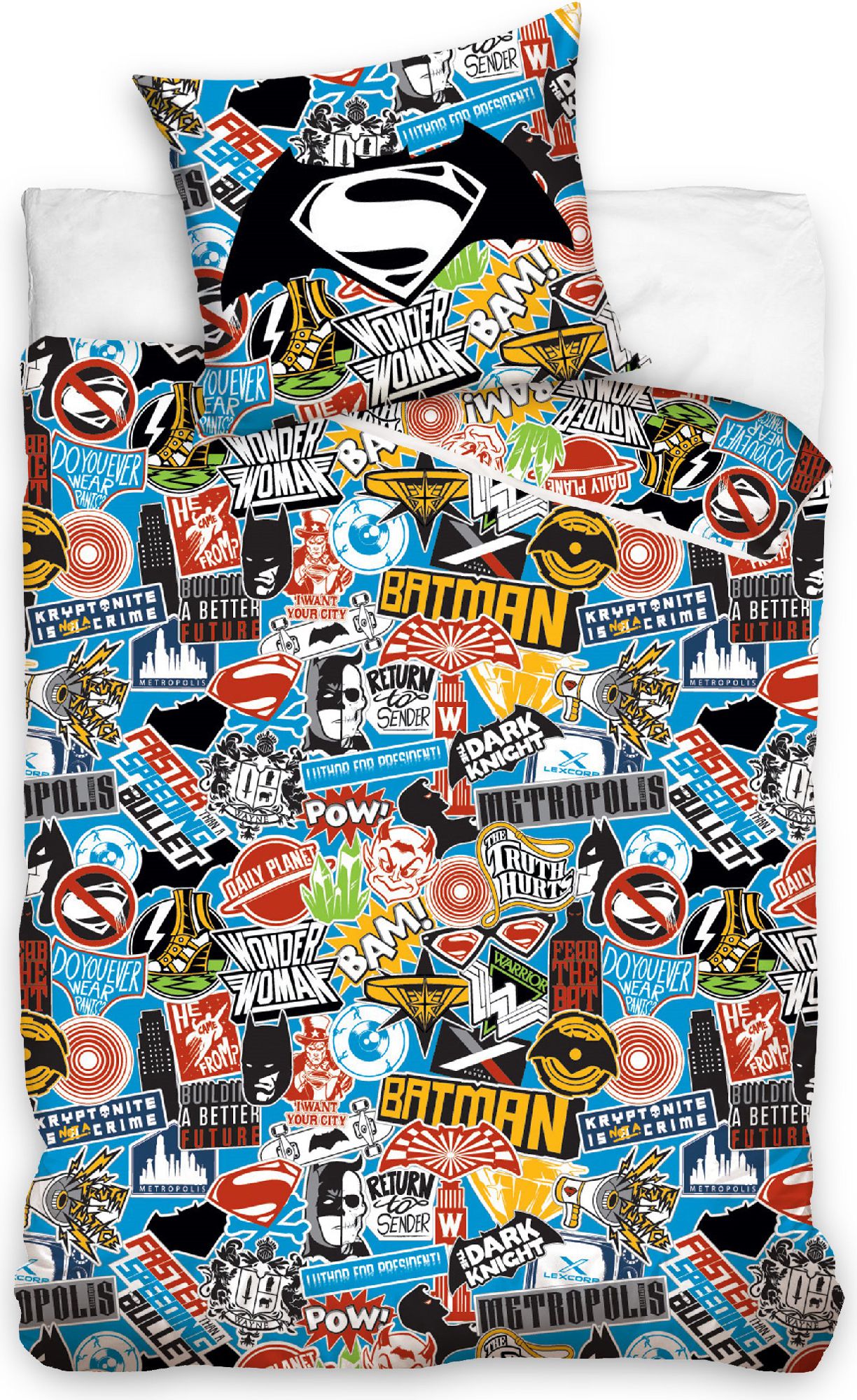 Carbotex Pościel Batman i Superman"Mix" 160x200 + 70x80 (BATSUP8008)