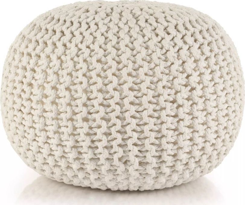 vidaXL Puf z ręcznie dzierganym pokryciem z bawełny, 50x35 cm, biały