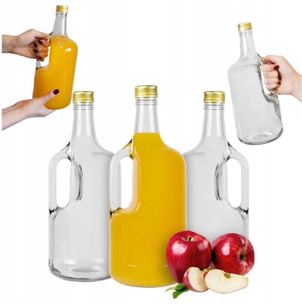 5x Butelka szklana GALON UCHO 1,75L DAMA NA WINO WHISKY WÓDKĘ GRUBE SZKŁO