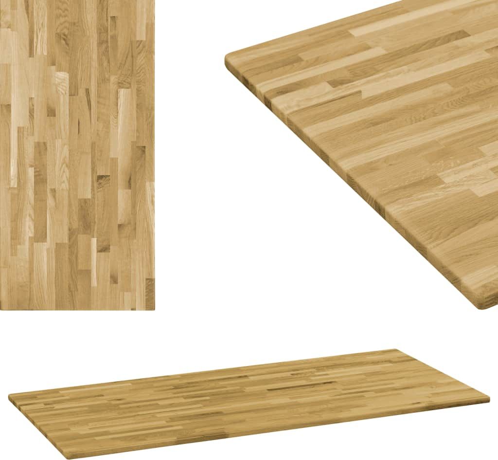 vidaXL Prostokątny blat do stolika z drewna dębowego, 23 mm, 100x60 cm (245989) - 245989