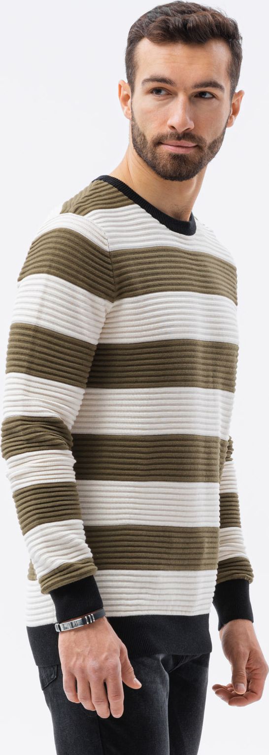 Ombre Sweter męski E189 - oliwkowy L