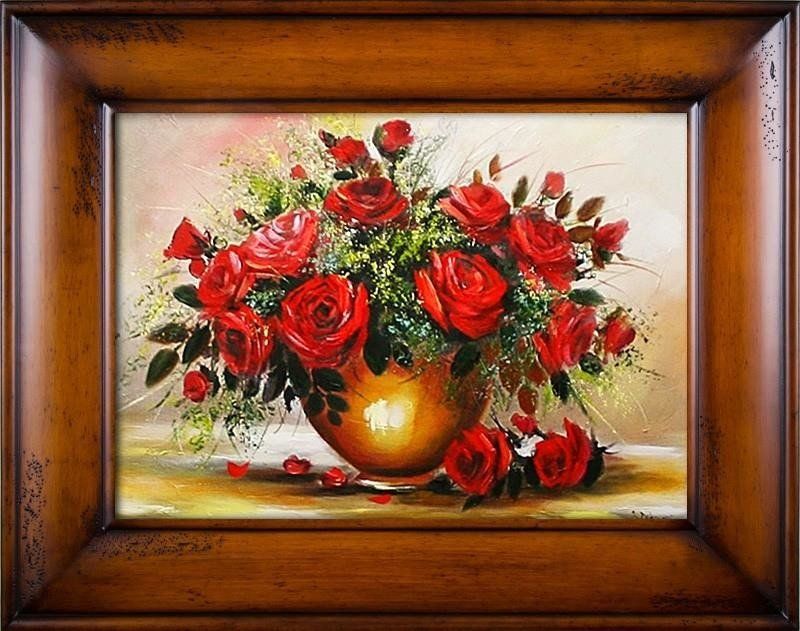 GO-BI Obraz Roze ręcznie malowany 76x96cm uniwersalny