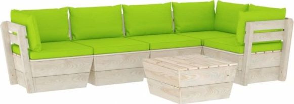 vidaXL VidaXL 6-cz. ogrodowy zestaw wypoczynkowy z palet, poduszki, świerk