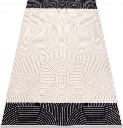 Dywany Łuszczów Dywan wełniany ANGEL 7901 / 52044 Geometryczny beż / czarny, 240x340 cm