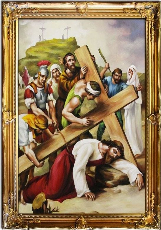GO-BI Obraz Droga Krzyzowa ręcznie malowany 75x105cm uniwersalny