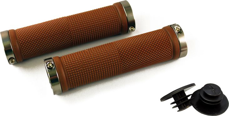 Clarks Chwyty kierownicy CLARK'S CLO201 LOCK-ON brązowe klamry szare aluminiowe anodyzowane