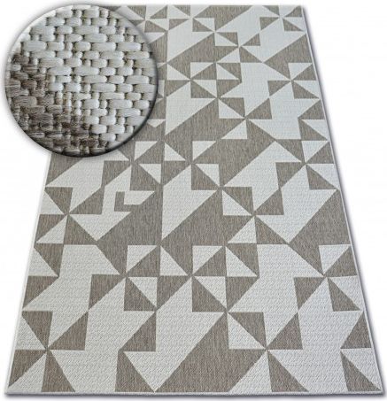 Dywany Łuszczów DYWAN SZNURKOWY SIZAL FLOORLUX 20489 champagne / taupe TRÓJKĄTY, 60x110 cm