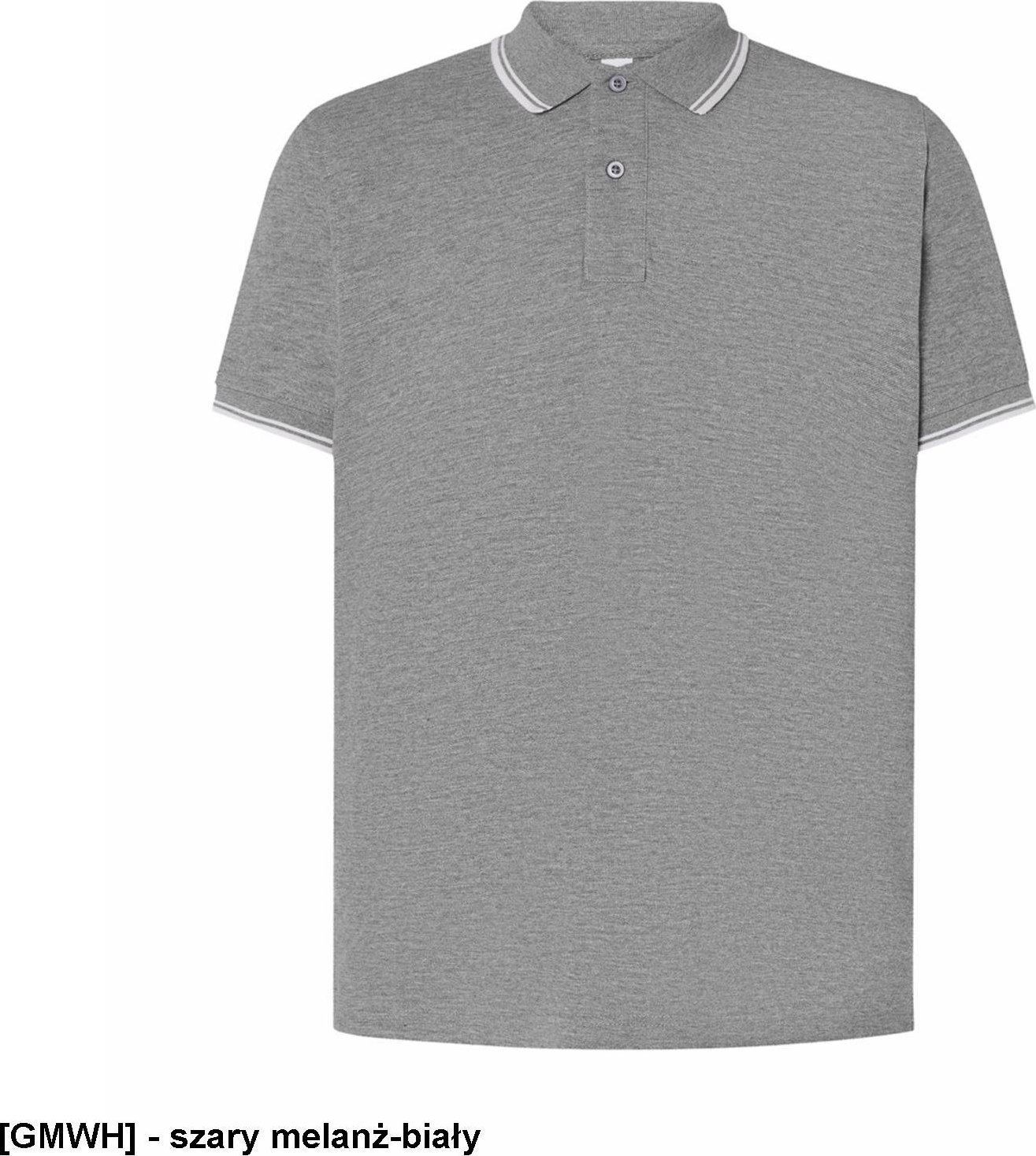 JHK PORA 210 - męskie polo z krótkim rękawem 100% stabilizowana bawełna, 200- 210g - szary melanż-biały L