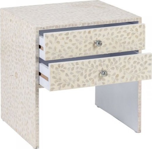 Bigbuy Home Stolik 56 x 46 x 58 cm Beżowy Masa perłowa Drewno MDF