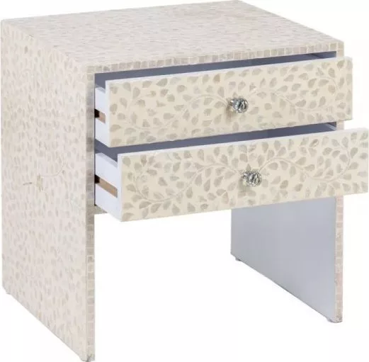 Bigbuy Home Stolik 56 x 46 x 58 cm Beżowy Masa perłowa Drewno MDF