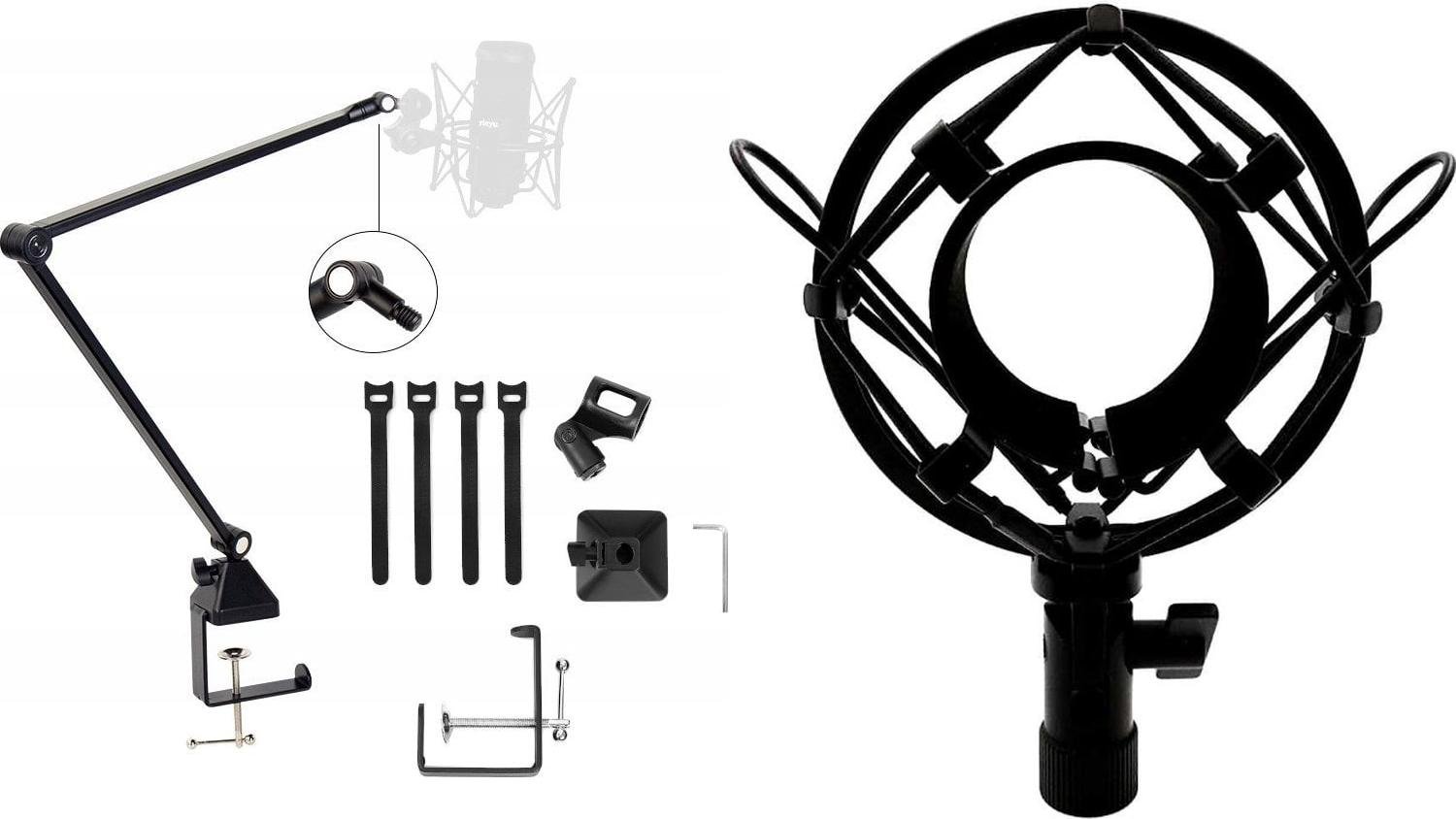 Mozos Mozos Statyw biurkowy na mikrofon czarny SB42 + Kosz antywibracyjny 48-54mm SHM2