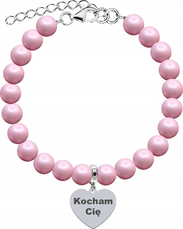 Radziszewska Jewellery Bransoletka Srebrna z Perłami Serce Prezent na Dzień Matki Grawer Życzenia