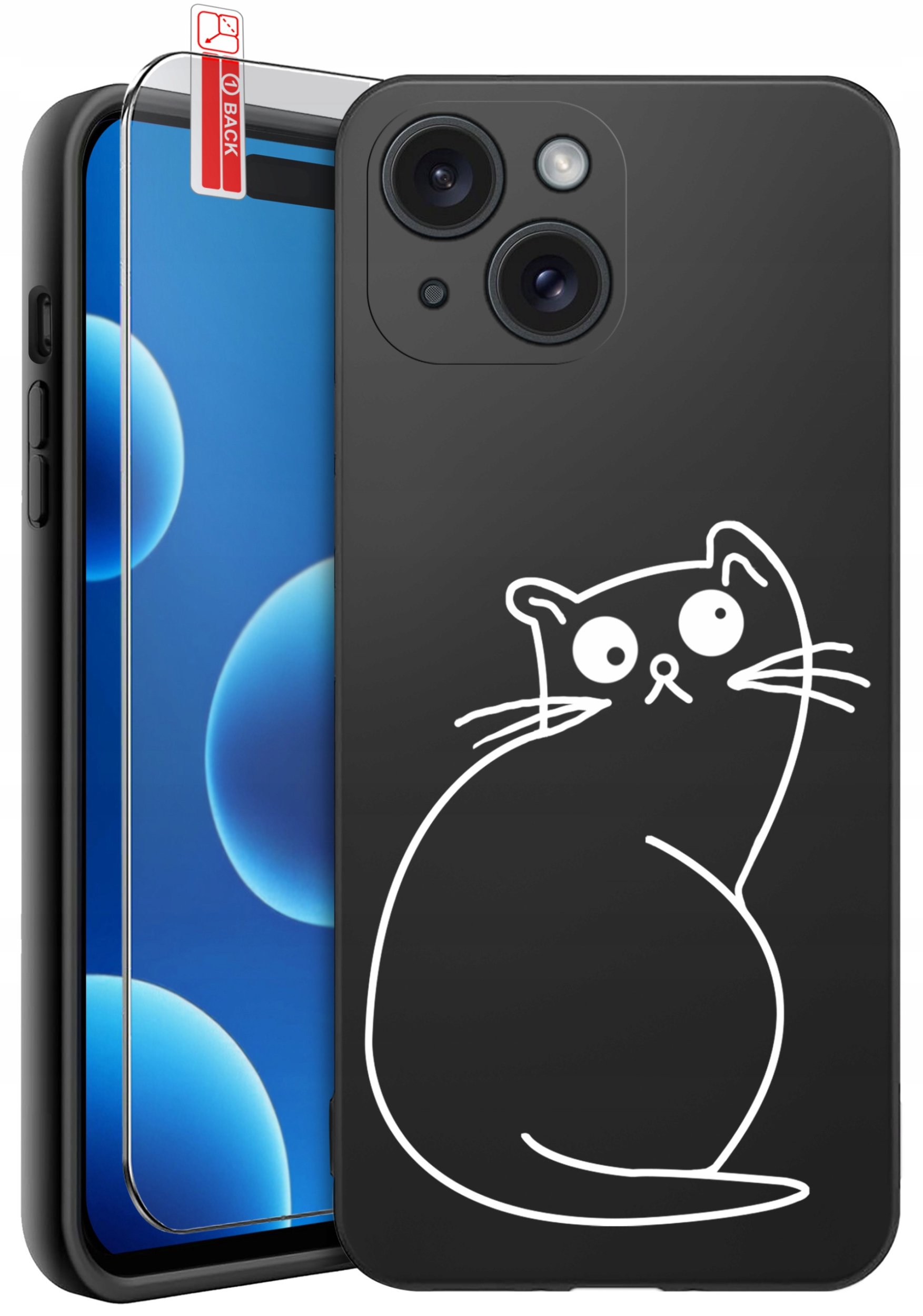 ETUI do iPhone 15 | WZORY | SILIKONOWE MATT CASE + SZKŁO 9H